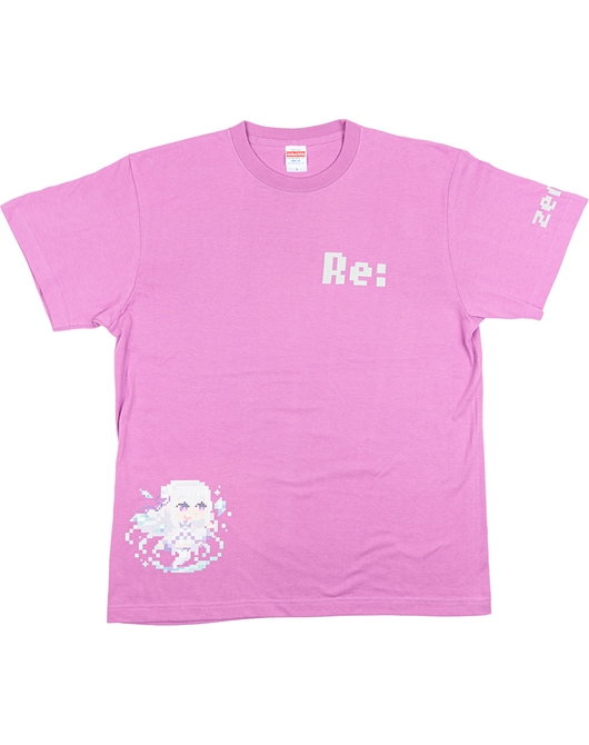 Re:ゼロから始める異世界生活 ピクセルアートTシャツ エミリア