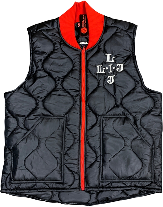 新日本プロレス 刺繍キルティングベスト L・I・J(ブラック)