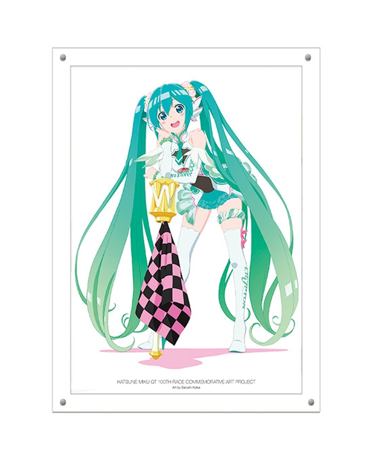 Hatsune Miku GT Project 100th Race Commemorative Art Project Art Omnibus High-Res Acrylic Artwork: Racing Miku 2017 Ver. Art by Satoshi Koike[Products which include stickers]
