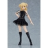 figma Female Body (Yuki) with Black Corset Dress + Fur Coat Outfit