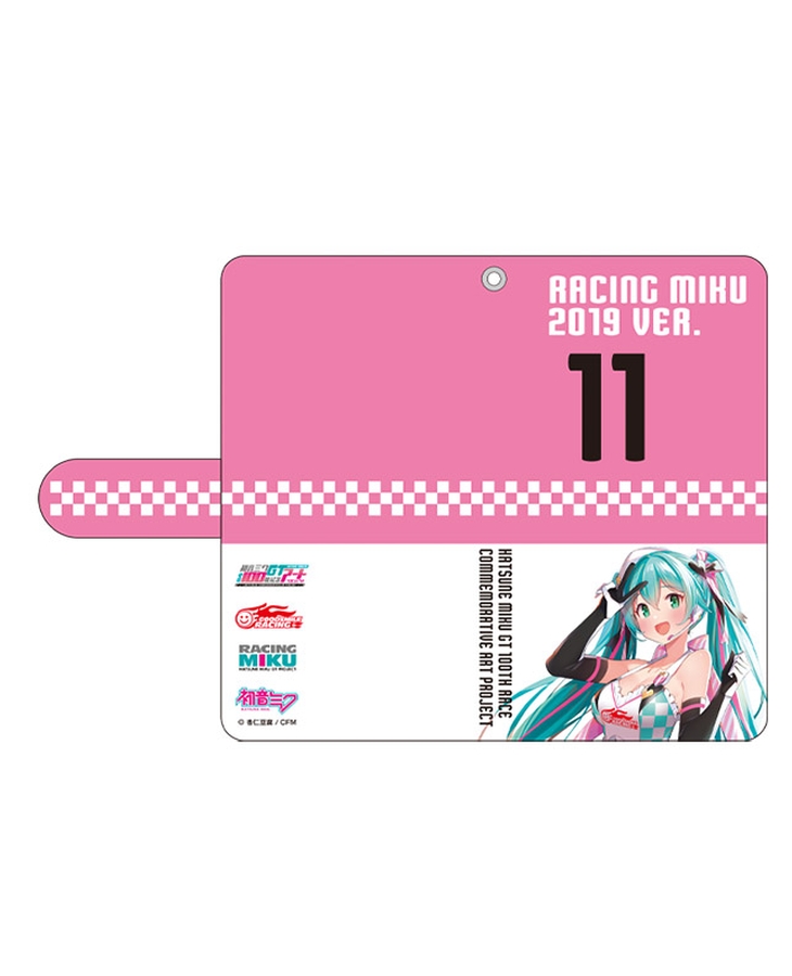 Hatsune Miku GT Project 100th Race Commemorative Art Project Art Omnibus Flip Cover Smartphone Case: Racing Miku 2019 Ver. Art by POPQN[Products which include stickers]