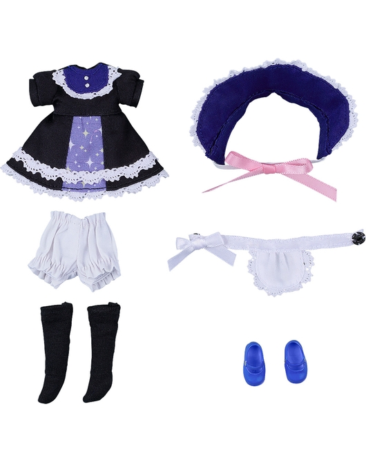 黏土娃 服裝套組 復古連身裙（黑色）