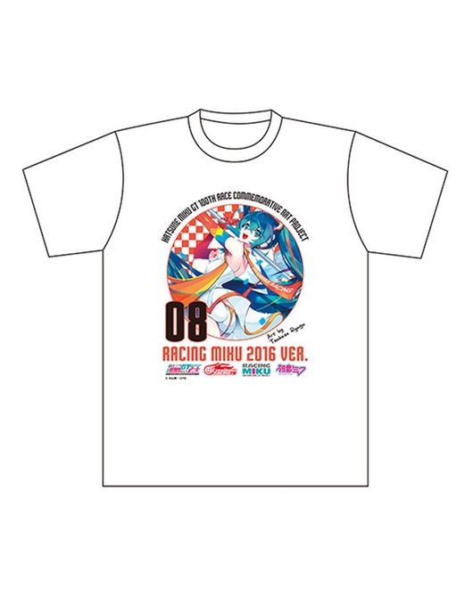 Hatsune Miku GT Project 100th Race Commemorative Art Project Art Omnibus Circuit T-Shirt: Racing Miku 2016 Ver. Art by Tsukasa Ryugu[Products which include stickers]