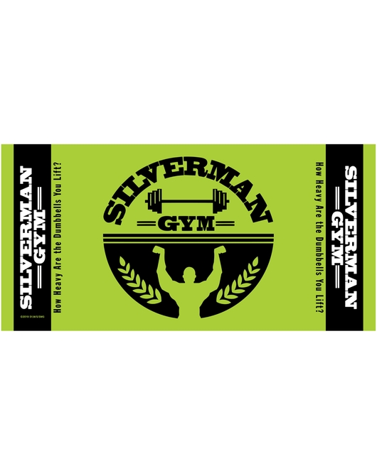 ダンベル何キロ持てる？ フェイスタオル (シルバーマンジムロゴ)