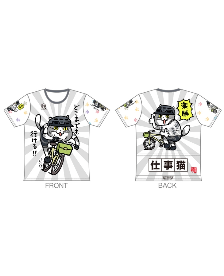 海外最新 仕事猫 ツーリングTシャツ【ホワイトVer.】／ Mサイズ Tシャツ・アパレル