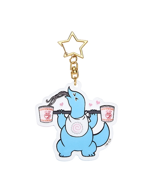 ギャルと恐竜 夜光アクリルキーホルダー ウェイトリフティング