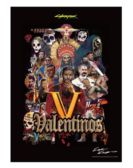 Cyberpunk 2077 x Kosuke Kawamura Collage poster Valentinos
