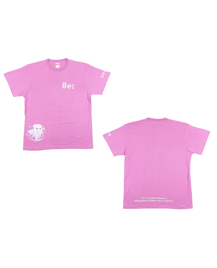 Re:ゼロから始める異世界生活 ピクセルアートTシャツ エミリア