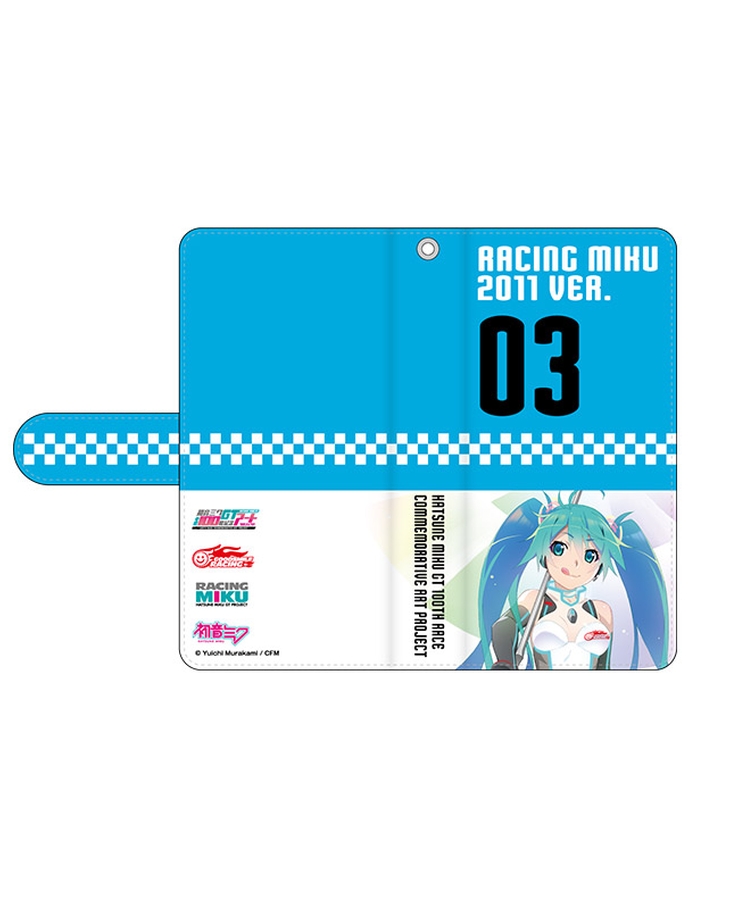 Hatsune Miku GT Project 100th Race Commemorative Art Project Art Omnibus Flip Cover Smartphone Case: Racing Miku 2011 Ver. Art by Poyoyon♥Rock[Products which include stickers]