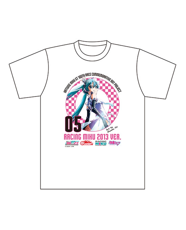 Hatsune Miku GT Project 100th Race Commemorative Art Project Art Omnibus Circuit T-Shirt: Racing Miku 2013 Ver. Art by Manabu Nii[Products which include stickers]