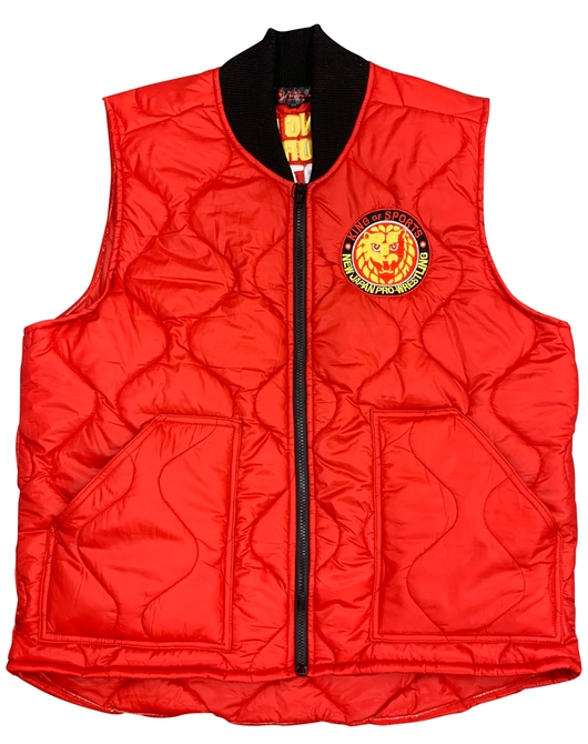 新日本プロレス 刺繍キルティングベスト ライオンマーク(レッド)