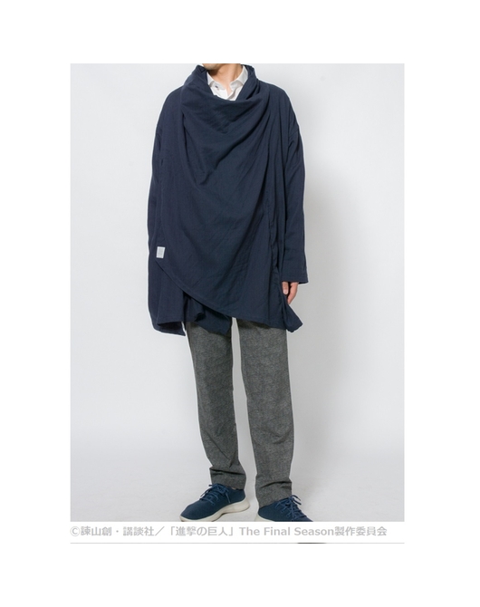 進撃の巨人 マント風 シャツカーディガン ネイビー