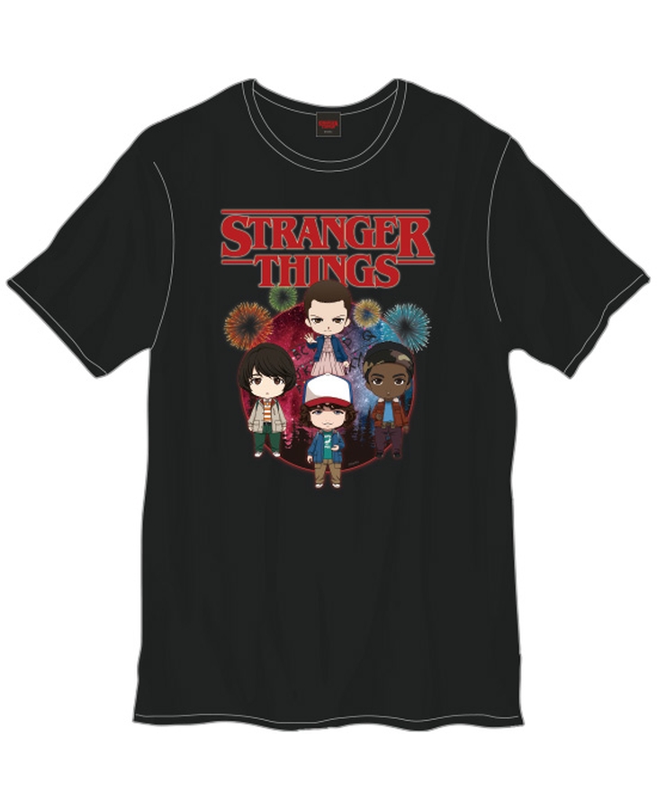 Stranger Things Nendoroid Plus T Shirt: Fireworks with Logo Design