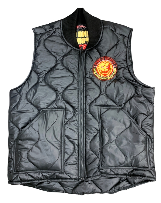 新日本プロレス 刺繍キルティングベスト ライオンマーク(ブラック)
